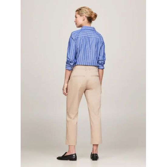 Γυναικείο Slim Straight Παντελόνι Μπεζ Tommy Hilfiger WW0WW40504-AEG