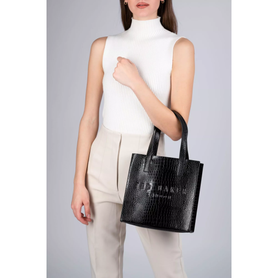 Γυναικεία Reptcon Τσάντα Κροκό Μαύρη Ted Baker 253519-BLACK