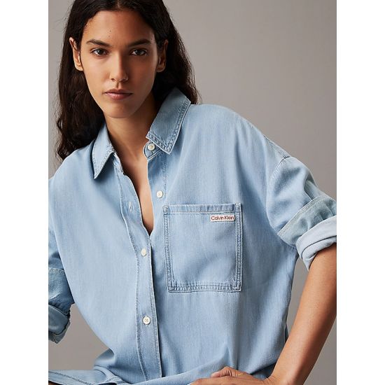 Γυναικείο Τζιν Φόρεμα-Πουκαμίσα Γαλάζιo Calvin Klein J20J225472-1A4