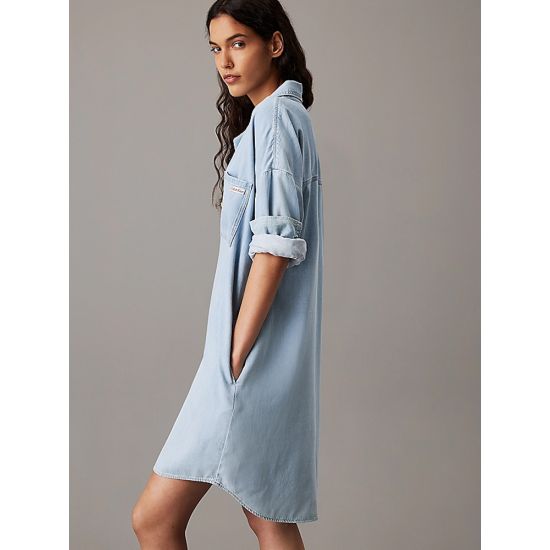 Γυναικείο Τζιν Φόρεμα-Πουκαμίσα Γαλάζιo Calvin Klein J20J225472-1A4