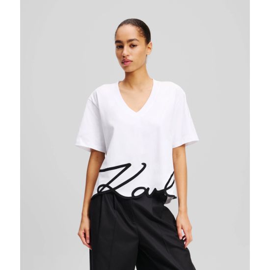 Γυναικείο Signature T-shirt Λευκό Karl Lagerfeld A2W17104-100 White