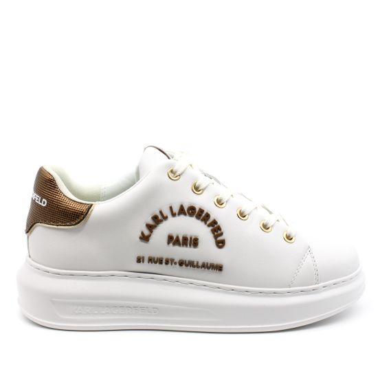 Γυναικεία Δερμάτινα Maison Sneakers Λευκά Karl Lagerfeld KL62539M-01Z WHITE LTHR W/BRO