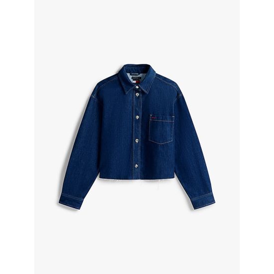 Γυναικείο Cropped Τζιν Πουκάμισο Navy Μπλε Tommy Jeans DW0DW20567-1BK