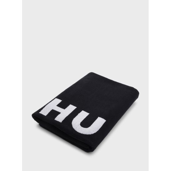 Unisex Stacked Logo Πετσέτα Θαλάσσης Μαύρη Hugo 50535803-001
