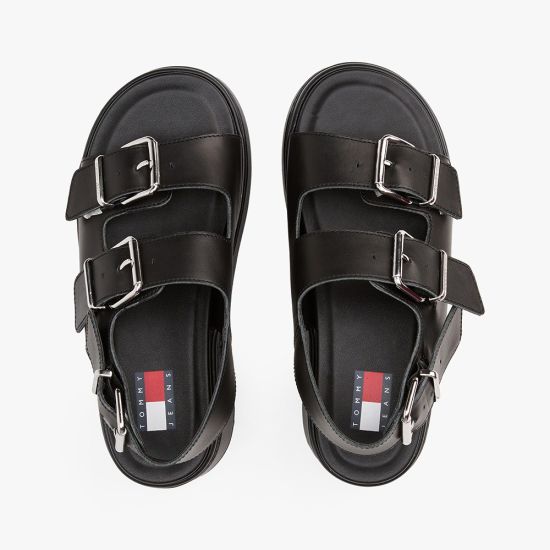 Γυναικεία Δερμάτινα Σανδάλια Μαύρα Tommy Jeans EN0EN02774-BDS