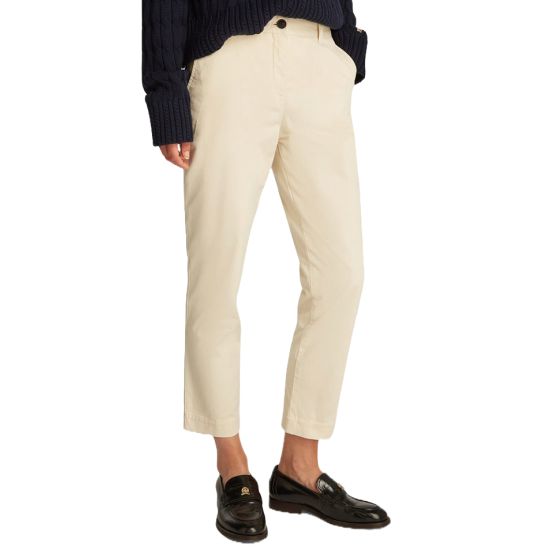 Γυναικείο Παντελόνι Κρεμ Tommy Hilfiger WW0WW45920-Z00