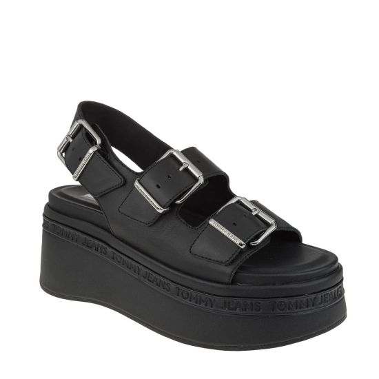 Γυναικεία Δερμάτινα Σανδάλια Μαύρα Tommy Jeans EN0EN02774-BDS