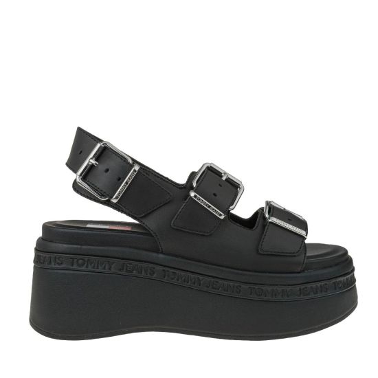 Γυναικεία Δερμάτινα Σανδάλια Μαύρα Tommy Jeans EN0EN02774-BDS