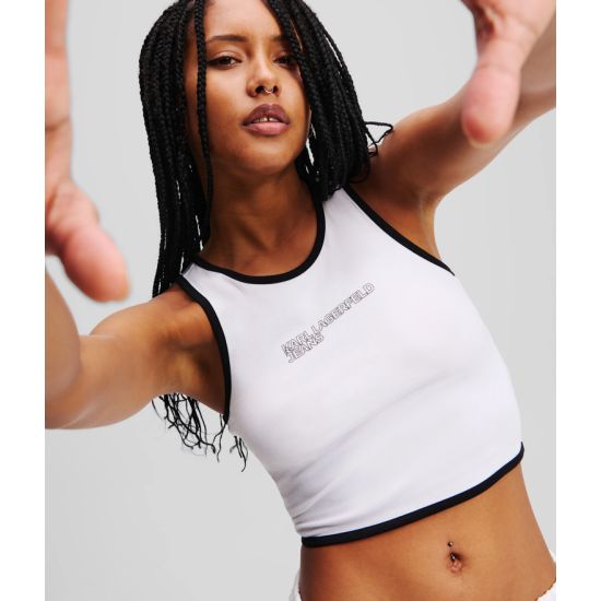 Γυναικείο Outline Logo Top Λευκό Karl Lagerfeld Jeans A2W17024-100 ...