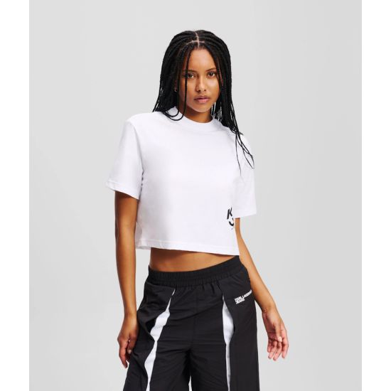 Γυναικείο Cropped Monogram T-shirt Λευκό Karl Lagerfeld Jeans A2W17076-100 WHITE