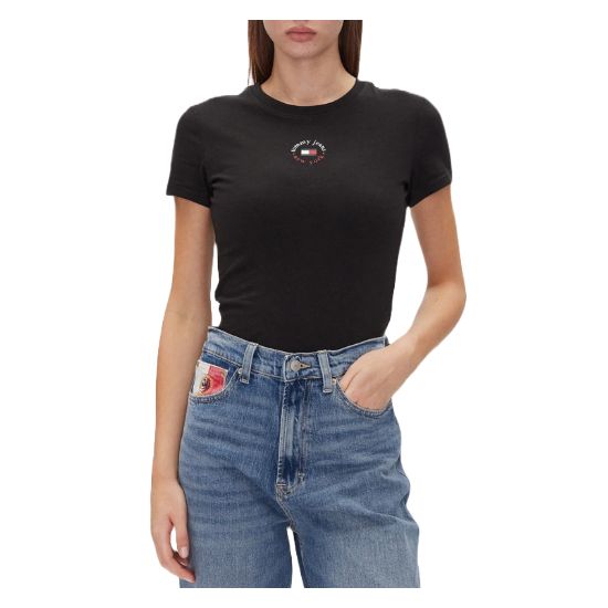 Γυναικείο Slim T-shirt Μαύρο Tommy Jeans DW0DW20316-BDS