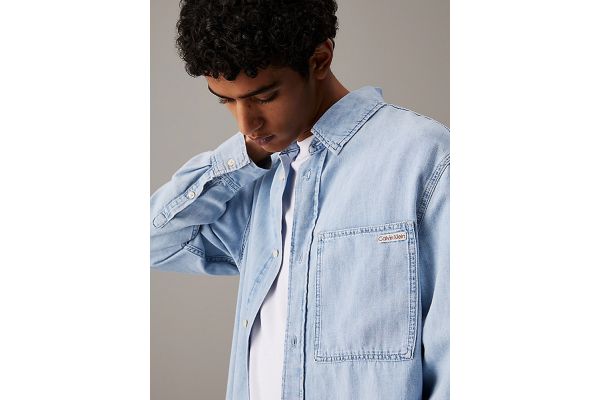 Ανδρικό Τζιν Πουκάμισο Γαλάζιο Calvin Klein J30J327508-1AA