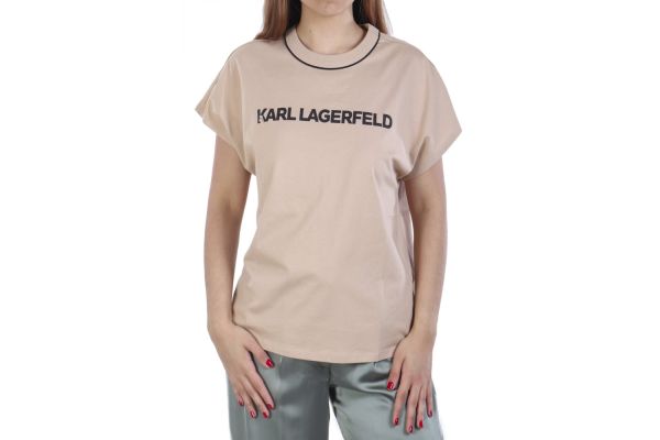 Γυναικείο Logo Piping T-shirt Καμηλό Karl Lagerfeld A2W17109-1UT Nomad