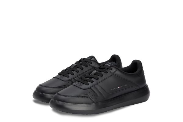 Ανδρικά Δερμάτινα Sneakers Μαύρα Tommy Hilfiger FM0FM05529-BDS