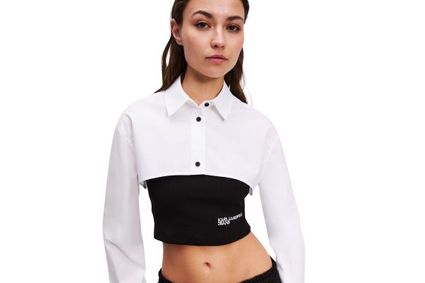 Γυναικείο Πουκάμισο Λευκό Karl Lagerfeld Jeans A3W11006-998 BLACK/WHITE