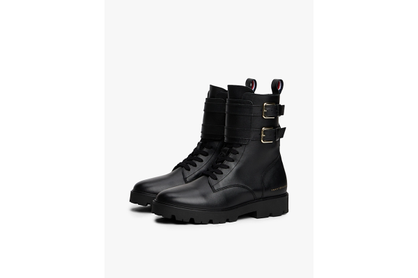 Γυναικείες Δερμάτινες Μπότες Μαύρες Tommy Hilfiger FW0FW08986-BDS