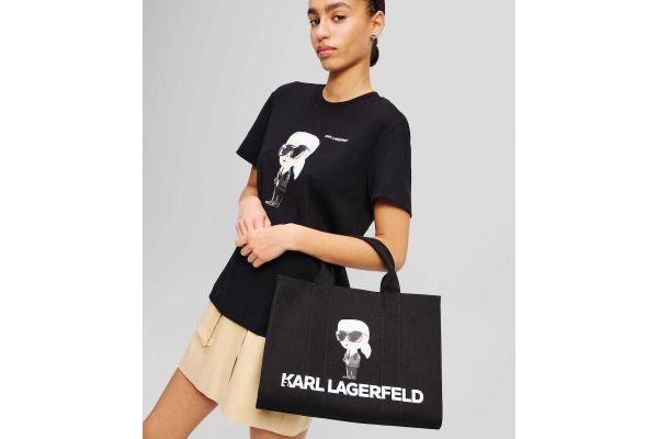 Γυναικεία Ikon Karl Square Tote Τσάντα Μαύρη Karl Lagerfeld A2W50047-999 BLACK