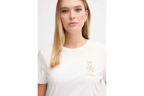 Γυναικείο TH Crest T-shirt Λευκό Tommy Hilfiger WW0WW46153-YBL