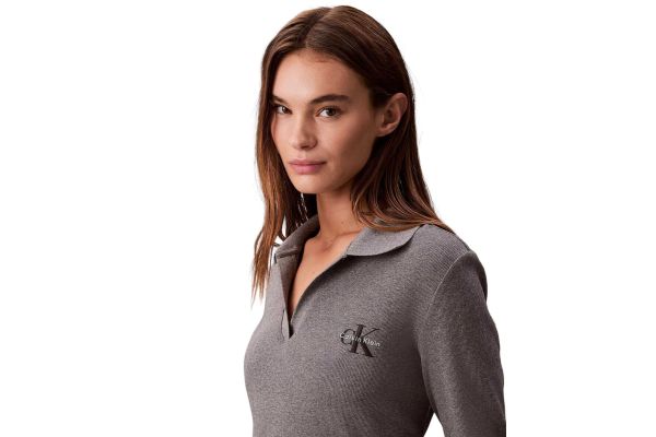 Γυναικείο Polo Φόρεμα Γκρι Calvin Klein LV047D214G-P7E