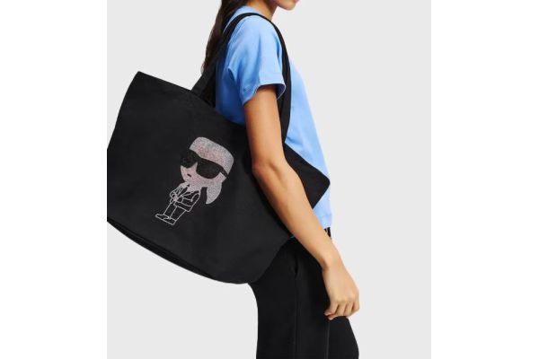 Γυναικεία Ikon Rhinestone Shopper Τσάντα Μαύρη Karl Lagerfeld A3W50016-999 BLACK