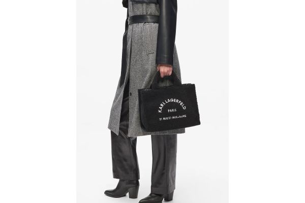 Γυναικεία K/Rsg Md Square Tote Shearling Τσάντα Μαύρη Karl Lagerfeld A4W50013-999 BLACK