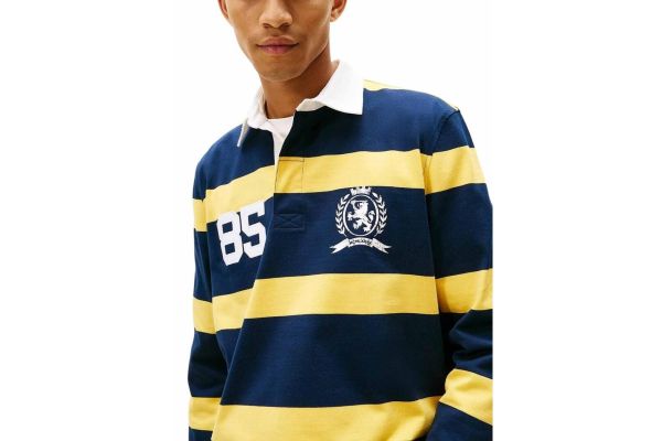 Ανδρικό Rugby Polo Ριγέ Κίτρινο Tommy Jeans DM0DM22074-ZFQ