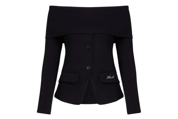 Γυναικεία Off Shoulder Μπλούζα Μαύρη Karl Lagerfeld A4W20042-999 BLACK