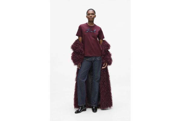 Γυναικείο Signature T-shirt Μπορντό Karl Lagerfeld A4W17052-548 BURGUNDY