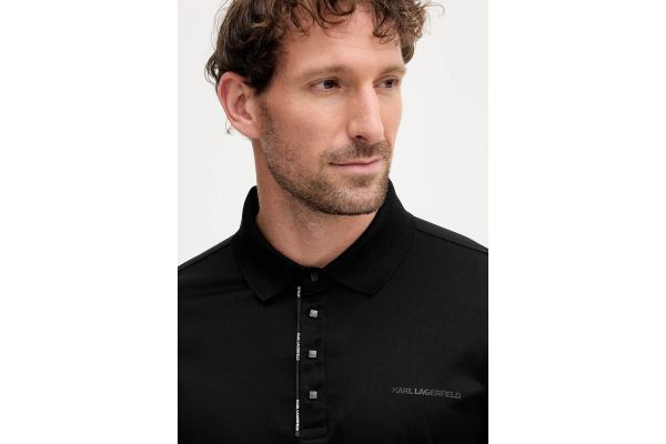 Ανδρικό Μακρυμάνικο Polo Μαύρο Karl Lagerfeld 745002 554200-990