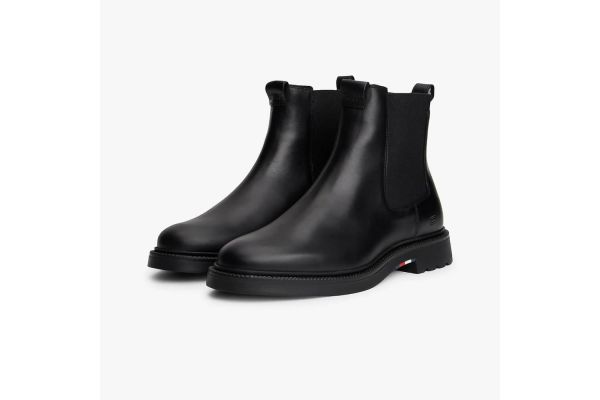 Ανδρικά Δερμάτινα Chelsea Μποτάκια Μαύρα Tommy Hilfiger FM0FM05591-BDS