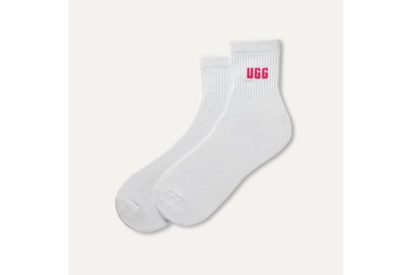 Γυναικείες Quinlin Logo Quarter Κάλτσες 2 Τεμαχίων Λευκές/Γκρι UGG 1171623-CNKG