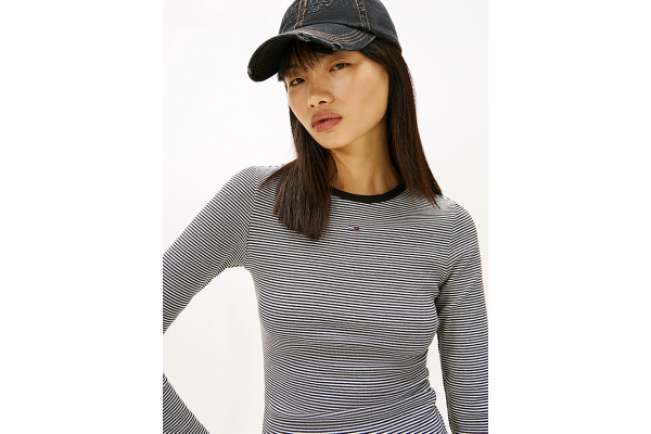 Γυναικείο Ριγέ Μακρυμάνικο T-shirt Μαύρο Tommy Jeans DW0DW17387-0AP