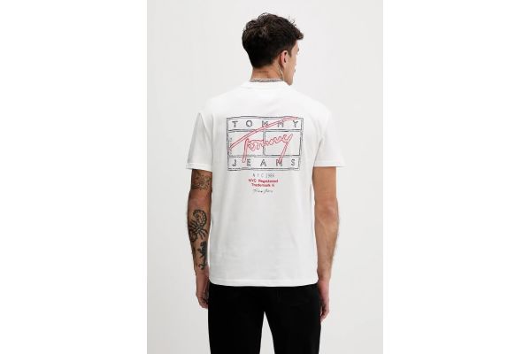 Ανδρικό T-shirt Λευκό Tommy Jeans DM0DM22319-YBL