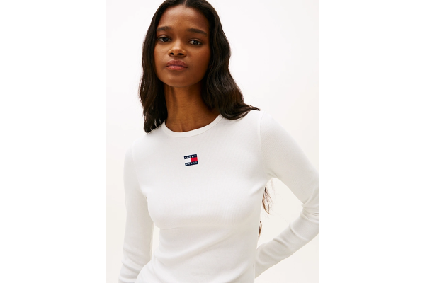 Γυναικείο Slim Μακρυμάνικο T-shirt Λευκό Tommy Jeans DW0DW20178-YBL