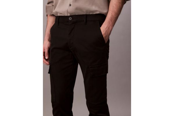 Ανδρικό Slim Cargo Παντελόνι Μαύρο Calvin Klein LV04LC619G-UB1