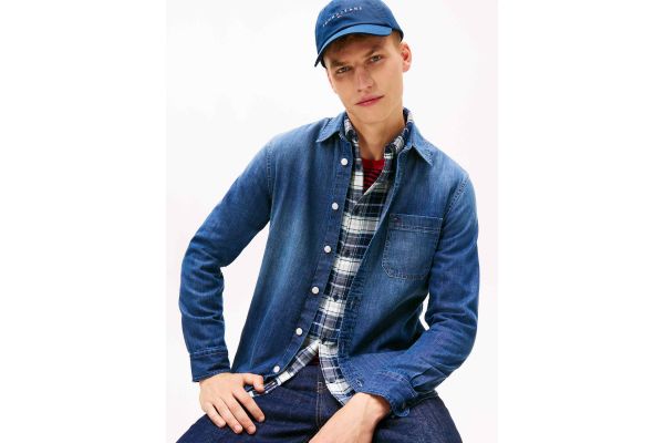 Ανδρικό Τζιν Πουκάμισο Navy Μπλε Tommy Jeans DM0DM22303-1BK