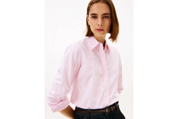 Γυναικείο Ριγέ Πουκάμισο Ροζ Tommy Hilfiger WW0WW49386-04J