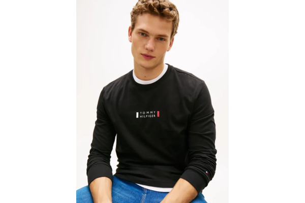 Ανδρικό Μακρυμάνικο T-shirt Μαύρο Tommy Hilfiger MW0MW41454-BDS