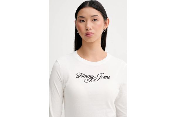 Γυναικείο Slim Μακρυμάνικο T-shirt Λευκό Tommy Jeans DW0DW21844-YBL