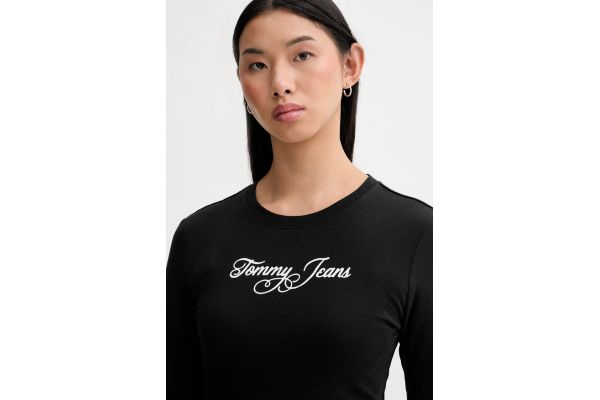 Γυναικείο Slim Μακρυμάνικο T-shirt Μαύρο Tommy Jeans DW0DW21844-BDS