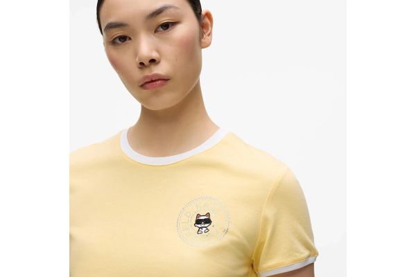 Γυναικείο Ikon Small Circle T-shirt Κίτρινο Karl Lagerfeld B2W17026-1LD SUNLIGHT
