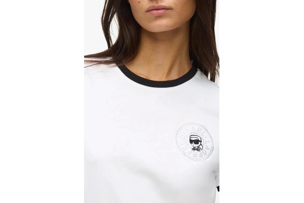 Γυναικείο Ikon Small Circle T-shirt Λευκό Karl Lagerfeld B2W17026-101 WHITE/BLACK