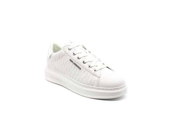 Ανδρικά Δερμάτινα Kapri Monogram Sneakers Λευκά Karl Lagerfeld KL52549K-01W WHITE