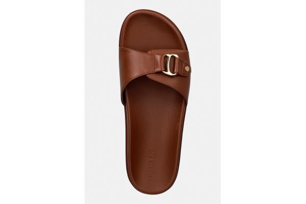 Γυναικείες Δερμάτινες Tasha Παντόφλες Καφέ Ralph Lauren 802982883001-TAN