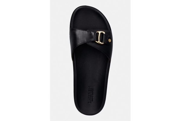 Γυναικείες Δερμάτινες Tasha Παντόφλες Μαύρες Ralph Lauren 802982883002-BLACK