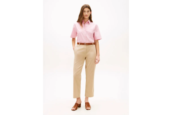 Γυναικείο Slim Straight Παντελόνι Μπεζ Tommy Hilfiger WW0WW49647-AEG