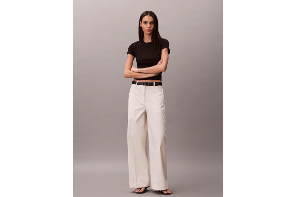 Γυναικείο Baggy Παντελόνι Εκρού Calvin Klein LV047F621G-YAS