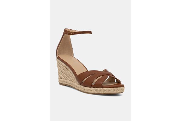 Γυναικείες Δερμάτινες Nellie Πλατφόρμες Καφέ Ralph Lauren 802P04433002-ΤΑΝ