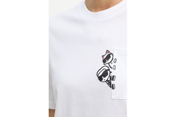 Γυναικείο Ikon Peek A Boo Pocket T-shirt Λευκό Karl Lagerfeld B2W17081-100 WHITE
