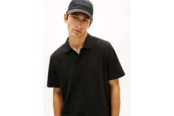 Ανδρικό Waffle Polo Μαύρο Tommy Jeans DM0DM22703-BDS